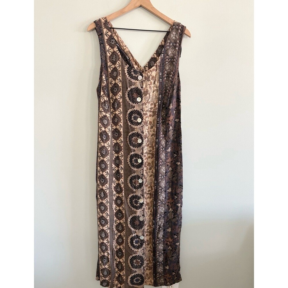 Vintage Boulevard De Paris Dress Womens 18W Midi Boho Button Sleeveless New